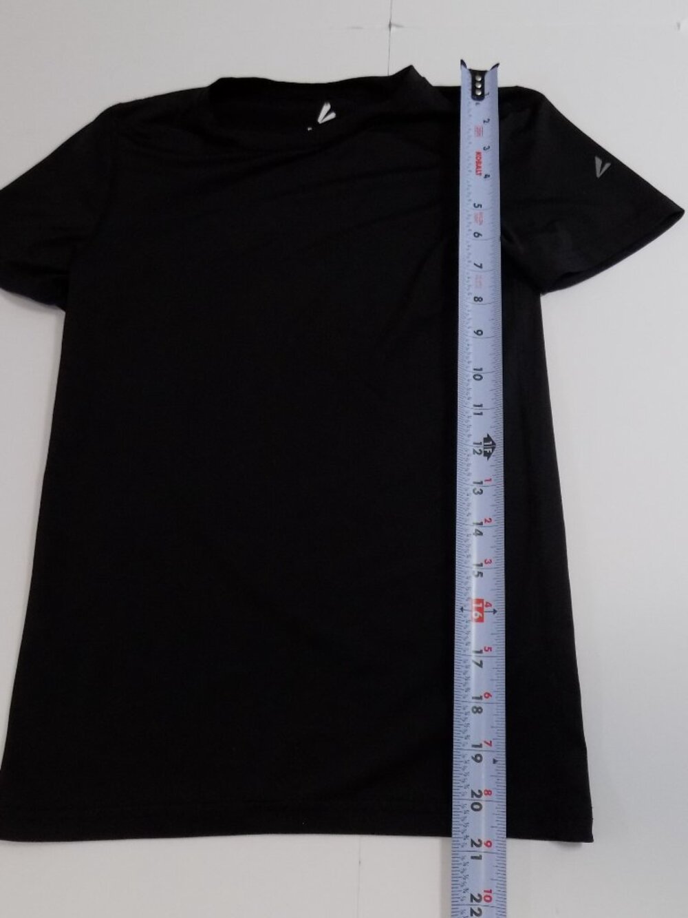 Youth Black Performance Tee with short Sleeve Logo stretch compression sports - Picture 2 of 8